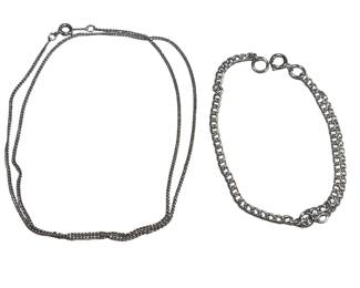 Sterling Necklace Chain 20" & 7" Charm Bracelet 7.5g