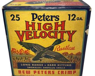 Vintage Peters High Velocity ShotGun Shells Box Advertising Duck +Ammo