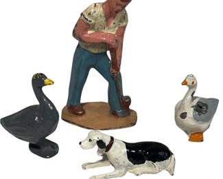 Lead Figures Toys STARLUX France Farmer Dog Geese