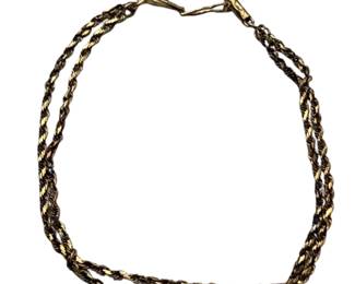 14K Double Strand 8" Spiral Chain Bracelet Barrel Clasp 4.4g