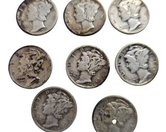 90% Silver Coins US 8 Mercury Head Dimes
