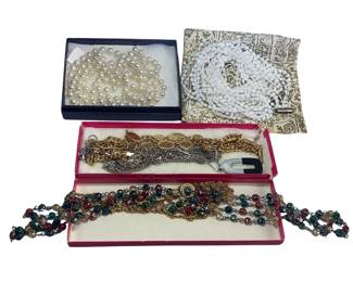 Vintage Costume Jewelry Long Beaded Chain Necklaces Flapper BoHo