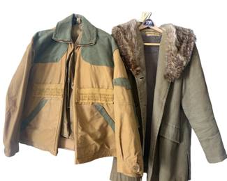 Vintage Hunting Jacket Vest Pants Duck + Ladies Fur Trim Coat