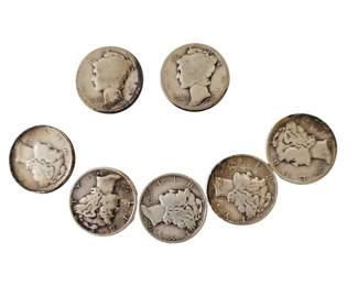 1916 & 1942 Mercury Head Dimes + 5 Random Silver 90% Coins US