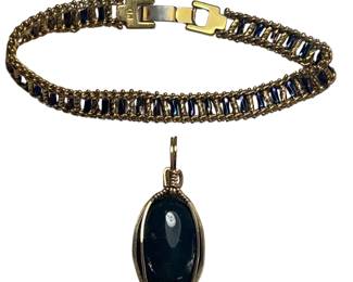 Premier Designs PR Costume Bracelet + Pendant Gold Tone