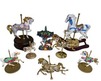 8 Carousel Horse Figures SanFrancisco Music Box Brass Crystal