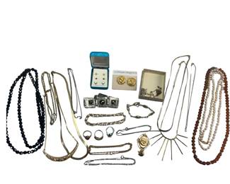 Vintage Costume Jewelry Beads Earrings Rings Cross Pendants Bracelet LOT