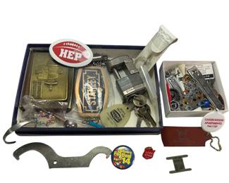 Junk Drawer Mens Belt Buckles Pins Keychains Badge LOT