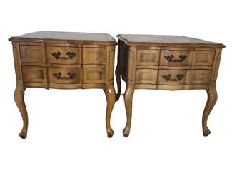 Vintage Harmony Louis XV Regency Walnut Wood End Tables Ornate