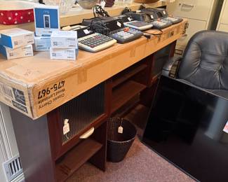 Tons of office, hutch additions for desks, chairs, calculators, filing cabinets etc.