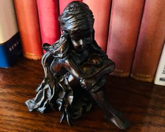 Vintage Resin Girl Sitting Statue
