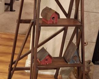 Wooden ladder display shelf