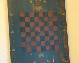 Vintage hand painted checker/chess board