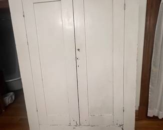 Painted Antique Armoire with drawer, handing rod, and hooks