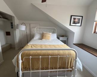 White queen antique painted bed frame