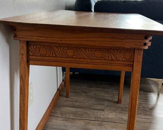 Antique oak hand carved side table