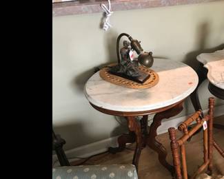 Victorian smaller marble topped oval table!