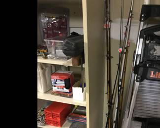 Misc garage items and fishing rods!