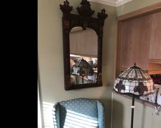 Eastlake mirror, stained glass floor lamp!