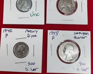 WARTIME YEARS 1942-1945 SILVER AND STEEL COINAGE