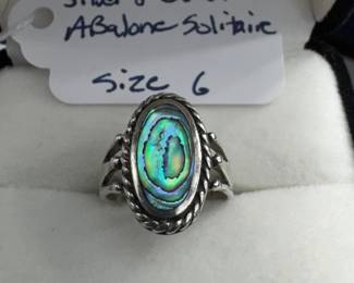 925 STERLING SILVER AND ABALONE SHELL RING