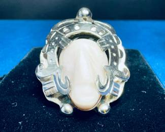 STERLING SILVER AND NATURAL AGATE BROOCH/PENDANT COMBO