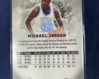 MICHAEL JORDAN NC TARHEELS PLAYER CARD