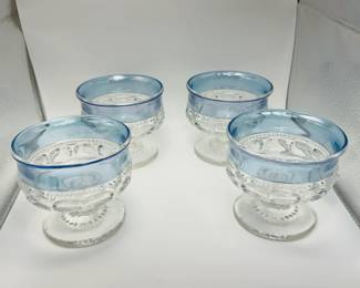 TIFFIN FRANCISCAN KINGS CROWN BLUE FLASH CHAMPAGNE SERVERS