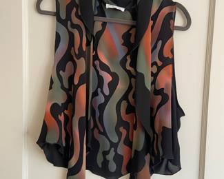 Louise Blumberg Abstract Hand Painted Flowy Vest
