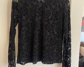 Long Sleeve Black Lace Blouse