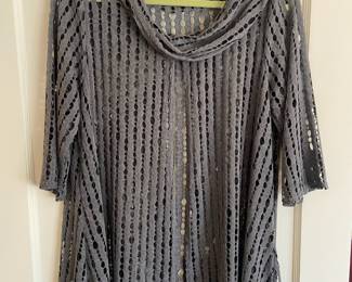 Yushi Cowl Neck Grey Cut Out Tunic
