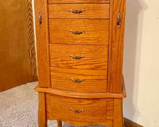 Oak jewelry cabinet