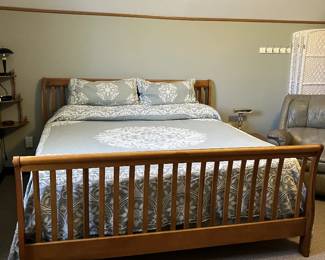 King Maple bed with King mattress - $100