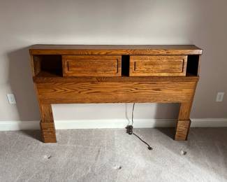 Queen storage backboard, metal frame and queen mattress - $150