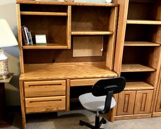 Small desk with bookshelves and chair - $50 - Bookshelf to the right in pic $50