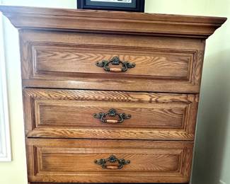 Oak Highboy dresser with five drawers -$200