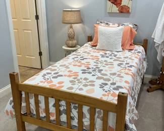 Twin bed (I have two) includes mattress and box spring $75/each - Bedspread and shams $5/set