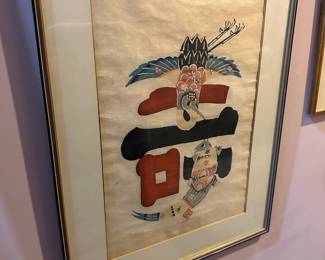Framed & Matted Japanese Folk Art Print