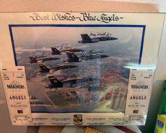 1994 U.S. Navy Blue Angels Flight Team Autographed Print with Ticket Stubs