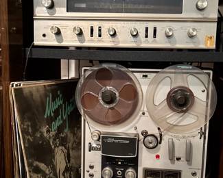 Kenwood 60BU AM/FM Transistor Stereo Receiver, Akai 1710 Reel-to-Reel 4 Track Tape Recorder