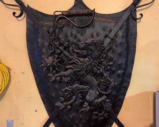 Black Metal Medieval Coat of Arms Lion Decorative Shield