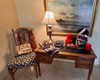 Edwardian Style Writing Desk, Framed Print "Twilight Surf" by Peter Ellenshaw