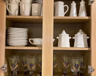 Pfaltzgraff Heritage White Tea Set, Set of 15  Hand-Painted Grape Cluster Design Wine Goblets