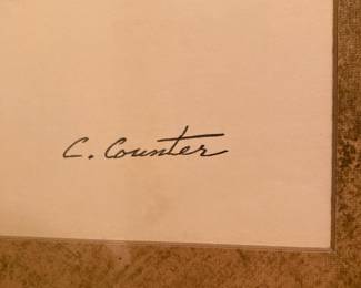 Framed & Matted Mid Century Siamese Cat Print by C. Counter