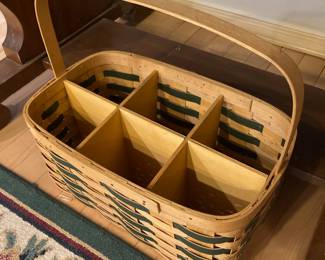Woven Maple with Green Accdents Flatware Caddy Basket