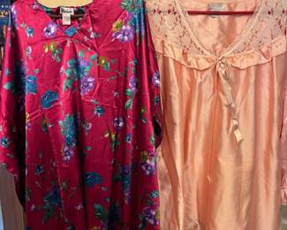 Winlar Tropical Floral Beach Cover Kaftan Dress, Lindsey Blake Intimate Pink with White Lace Top Bed Jacket – Size 1X