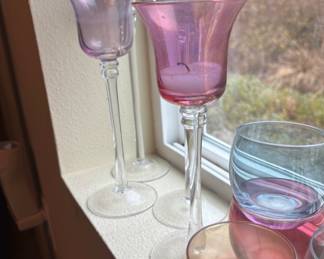 Colorful Iridescent Long Stem Tulip Candle Holders, Colorful Iridescent Votive Holders