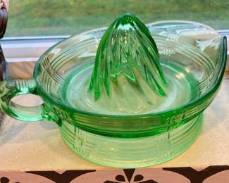 Green Depression Uranium Glass Juicer/Reamer