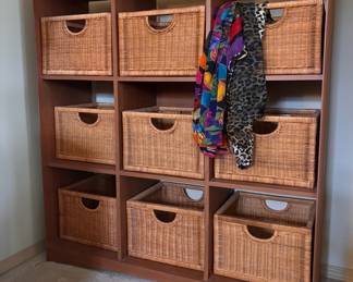 9-Cube Wicker Storage Organizer Bookshelf