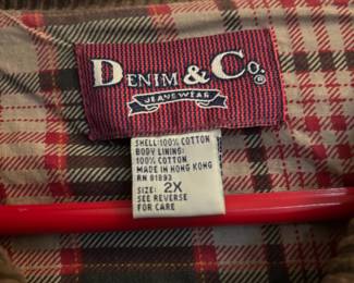 1990s Denim & Co. Brown Jacket with Plaid Lining – Size 2X